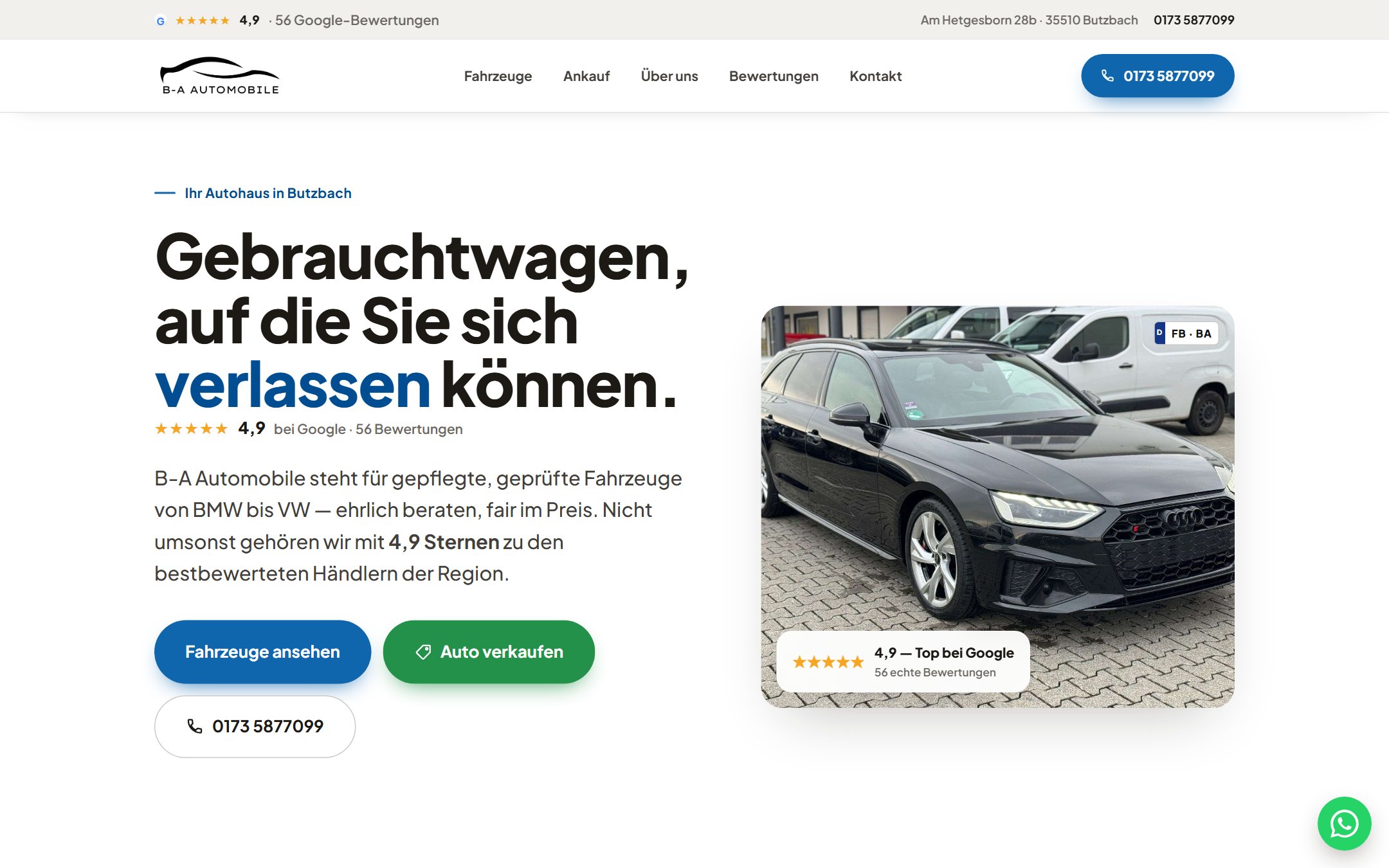 B-A Automobile Website Vorschau